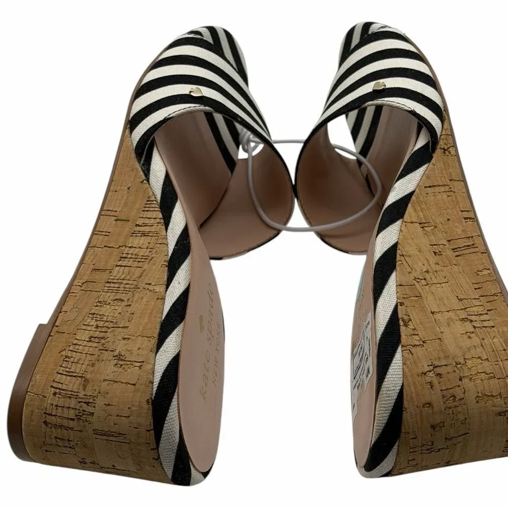 NWT Kate Spade Myrah Zebra Pint Cork Wedges Sandals 6B